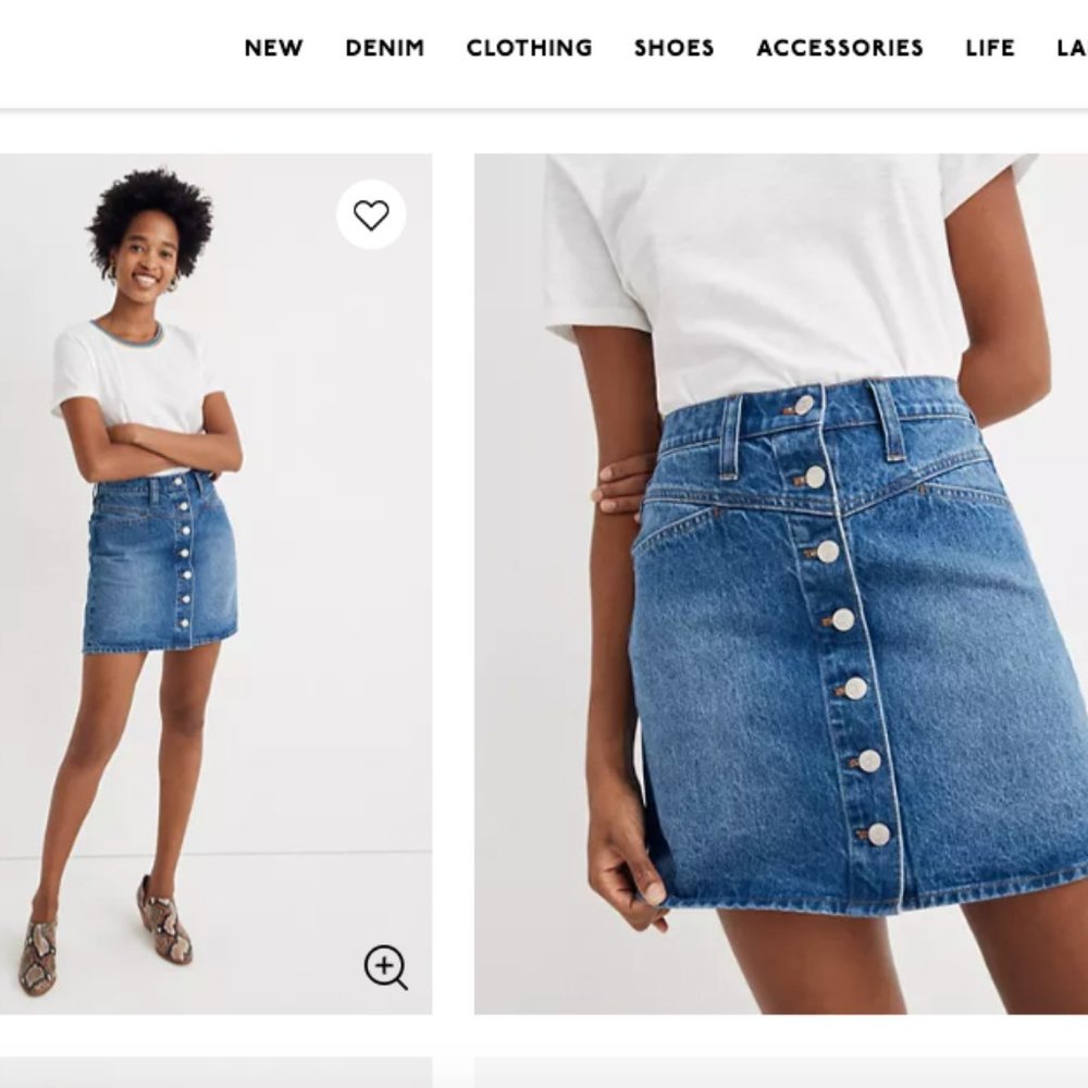 Madewell Stretch Denim A-Line Snap Mini Skirt